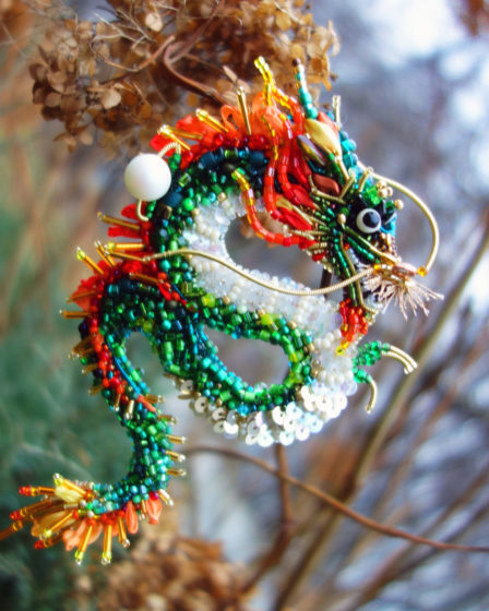 chinese dragon beaded brooch