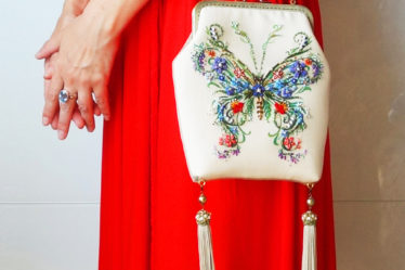 butterfly floral linen bag in eco style