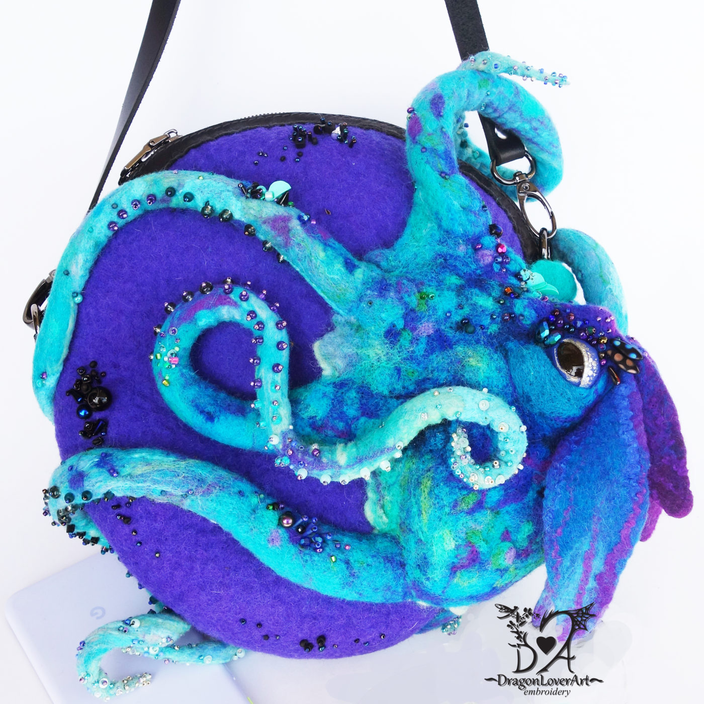 octopus round crossbody bag in purple color