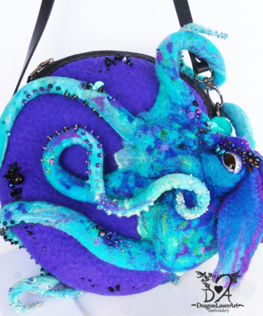 octopus round crossbody bag in purple color