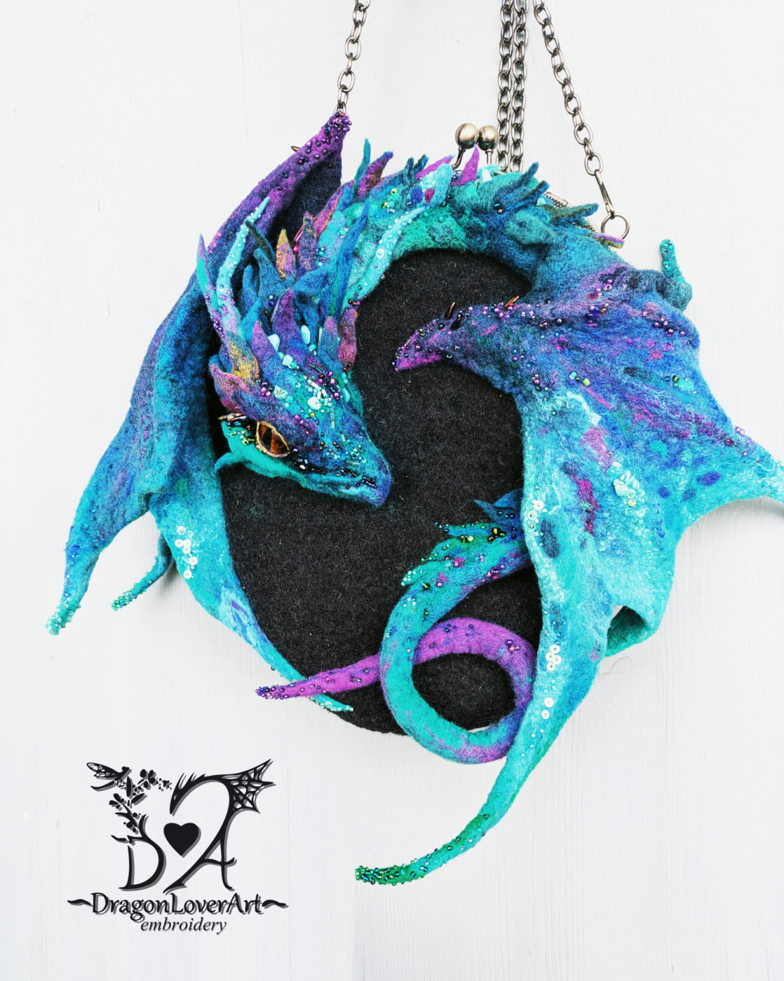SRAGON CROSSBODY FELTED BAG IN BLUE AND PURPLE