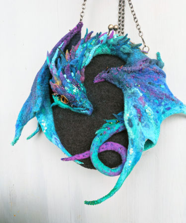 fantasy dragon crossbody felt bag