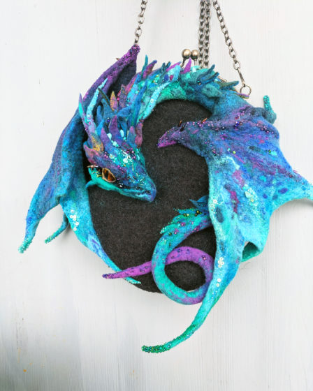 fantasy dragon crossbody felt bag
