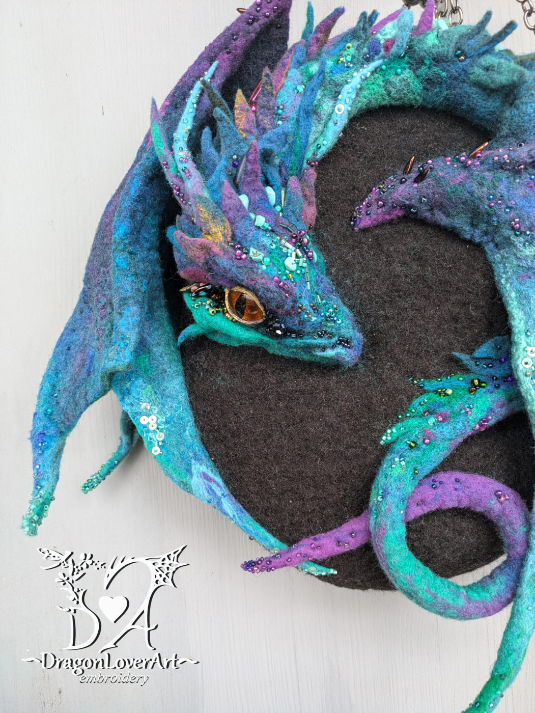 magic dragon sculpture felt bag