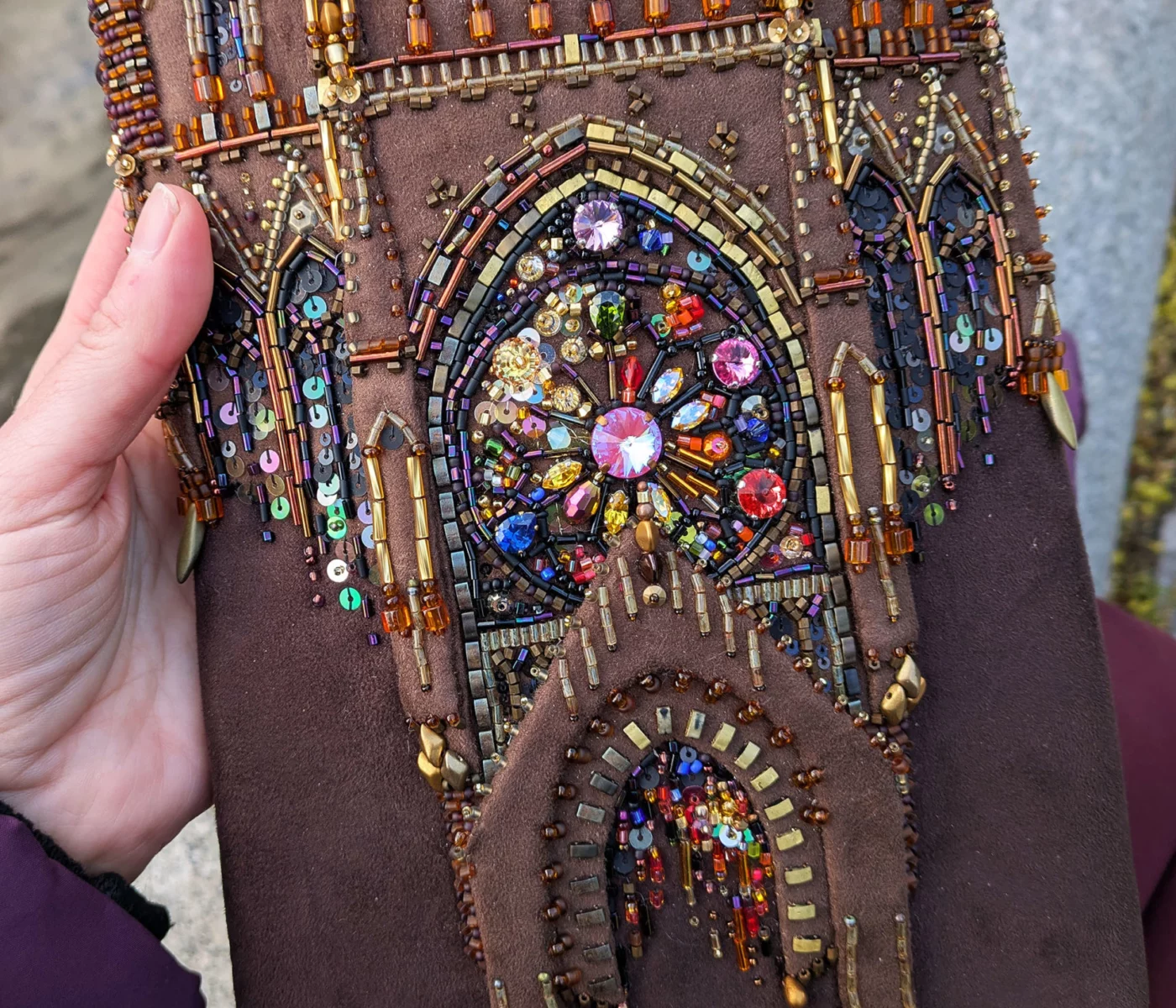gothic cathedral beads embroidery bag