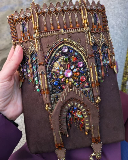 gothic cathedral beads embroidery bag
