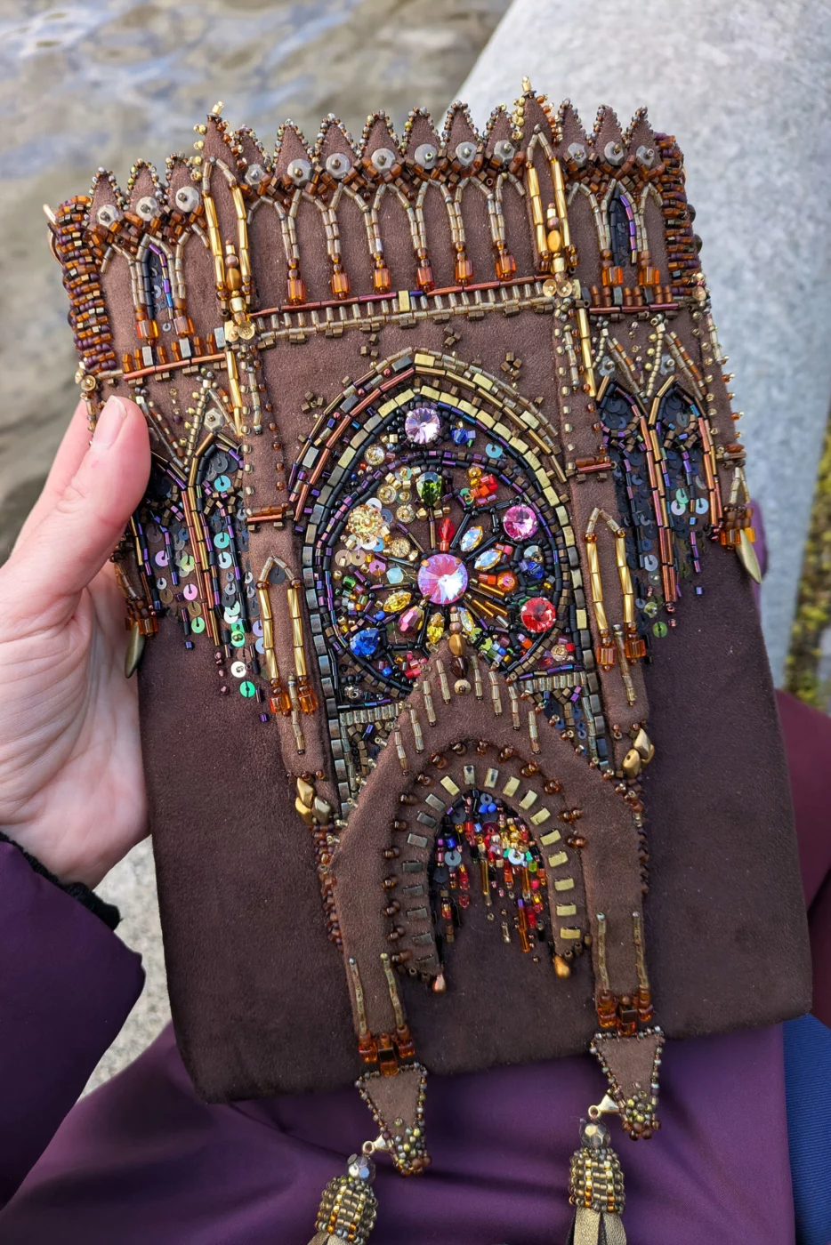 gothic cathedral beads embroidery bag
